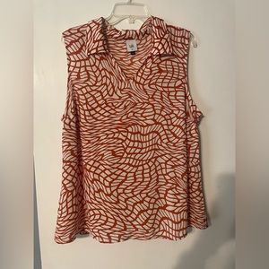Cabi sleeveless burnt orange swirl, size XL